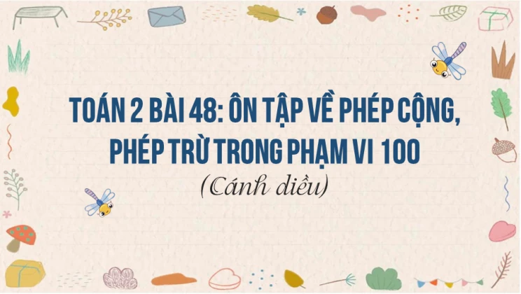 Giải Toán lớp 2 Bài 48: Ôn tập về phép cộng, phép trừ trong phạm vi 100 SGK Cánh diều tập 1