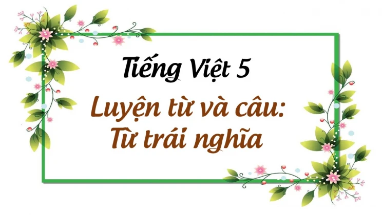 Luyện từ và câu: Từ trái nghĩa Tiếng Việt 5 tập 1